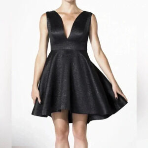 Elle rw&co ladies black dress size 2 business casual formal elegant dressy hi lo